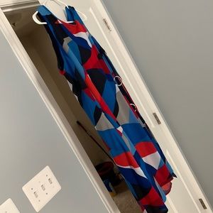 Red, White and Blue Sheer blouse with dark blue lining